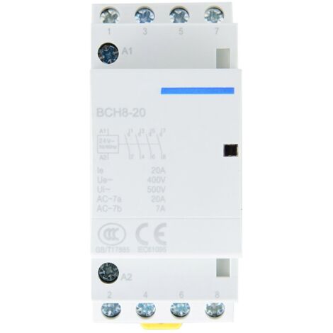 Contacteur AC 20A 4P 4NO 24V pour montage sur rail DIN (1/5)