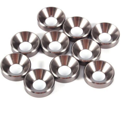 Rondelles à tête fraisée anodisées - Lot de 10, taille M5, alliage d'aluminium, gris titane (1/3)