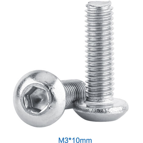Vis à tête bombée hexagonale en acier inoxydable M3x10 - Lot de 100 pièces (1/2)