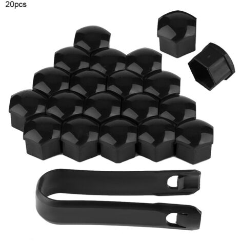 Couvercles d'écrous de roue auto - 20 pièces 19mm - Protection noire pour jantes