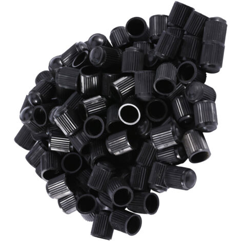 Capsules de valve en plastique noir - Lot de 100 pour pneus de voiture, moto et vélo (1/5)