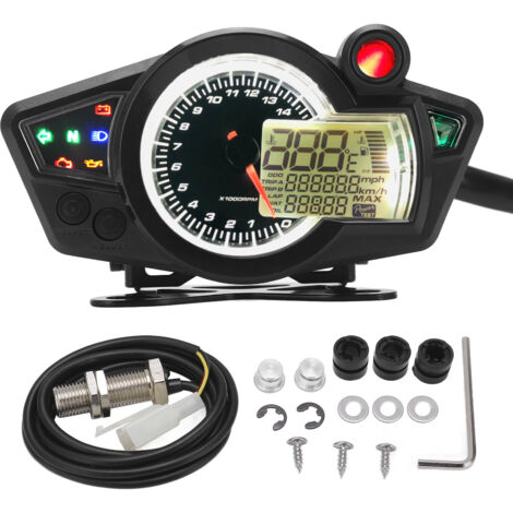 Compteur universel rétroéclairé pour moto et quad, compatible 1 à 4 cylindres.