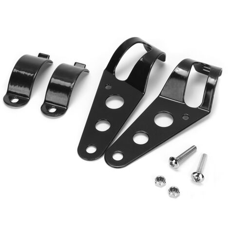 Support de Phare Moto en Acier Inoxydable Noir - Porte-Lampe 3,8-5 cm, Grande Taille (1/5)