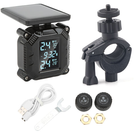 Moniteur de Pression et Température de Pneu Moto sans Fil - Écran LCD Étanche IP67, Alimentation Solaire (1/5)