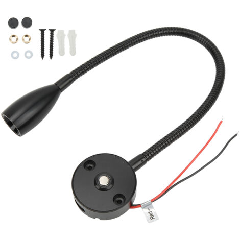 Lampe de lecture LED réglable pour camping-car, bateau, caravane - Montage mural, cou flexible, 3W, noir, 3 couleurs (1/5)