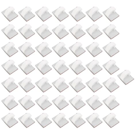 Attaches de câble adhésives - Lot de 50, Blanc - Largeur 5 mm, Parfait pour câbles auto (1/5)