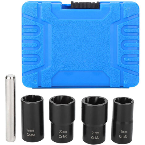 Extracteur de boulons de roue antivol - Jeu de 5 douilles extractrices (17, 19, 21, 22 mm)