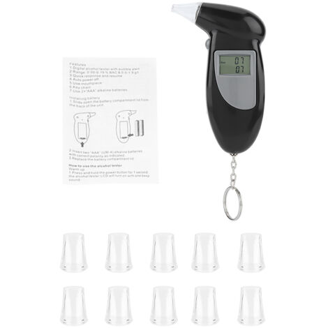 Alcootest de poche avec écran LCD numérique et 10 embouts buccaux - Analyseur d'alcoolémie portable (1/5)