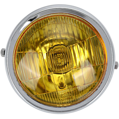 Phare rond moto CG125 GN125 avec verre jaune classique (chromé)
