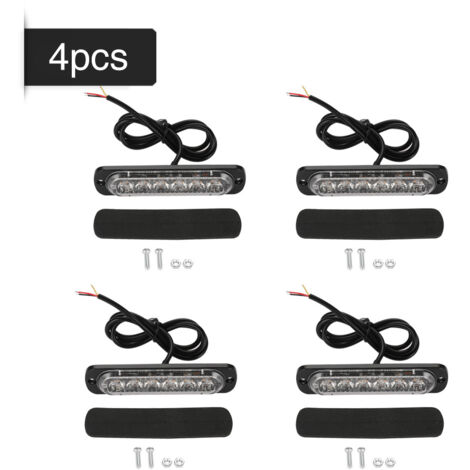 4 Feux LED Stroboscopiques d'Urgence pour Véhicule - Jaune, 12-24V (1/5)