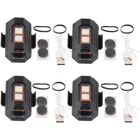 Feux de sécurité LED clignotants pour drones, motos, VTT, vélos - Lot de 4