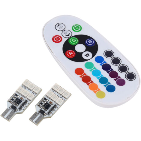 Ampoules LED T10 16 couleurs avec télécommande pour éclairage intérieur voiture (1/5)