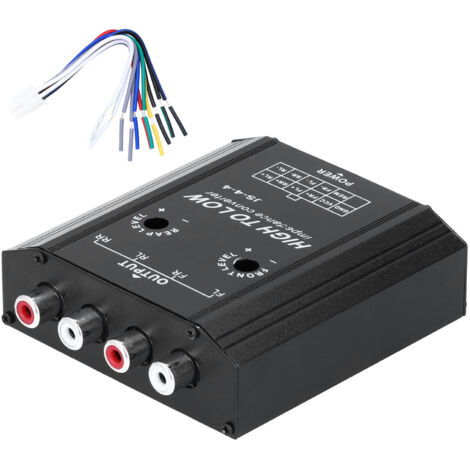 Convertisseur d'impédance audio RCA 4 canaux 12V pour ligne