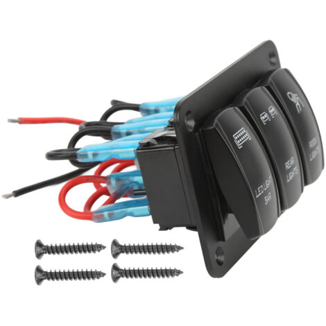 Panneau d'interrupteurs basculants 5 broches 3 voies pour bateau, voiture, quad, éclairage LED (12-24V DC) avec rétroéclairage bleu (1/5)