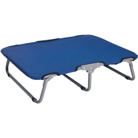 PawHut Lit pour Chien Élevé et Pliable d'Intérieur et d'Extérieur, en Acier et Tissu Oxford, 71x58x20 cm, Bleu (1/5)