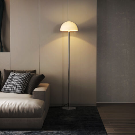 Lampe sur Pied Moderne avec Abat-Jour Double Couche, Éclairage LED E27 40W pour Salon, Chambre, Bureau, en Métal et Acrylique, 150 cm, Blanc (1/5)