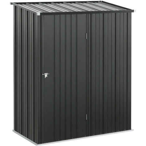 Abri de Jardin en Acier pour Rangement d'Outils, Cabane de Jardin Verrouillable 161.5x94.5x196 cm, Noir (1/5)