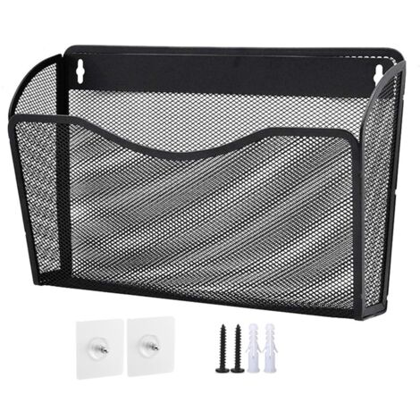 Organisateur mural pour dossiers, rangement vertical classeurs et magazines, porte-revues métallique pour bureau, fournitures de bureau, courrier et carnets (1/5)