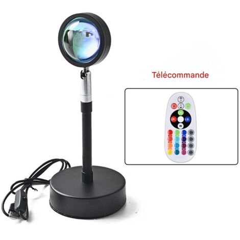 Lampe Projection Coucher de Soleil RGB - 16 Couleurs, Télécommande et App, Rotation 180°, USB, Noir - Éclairage d'Ambiance Intelligent (1/5)