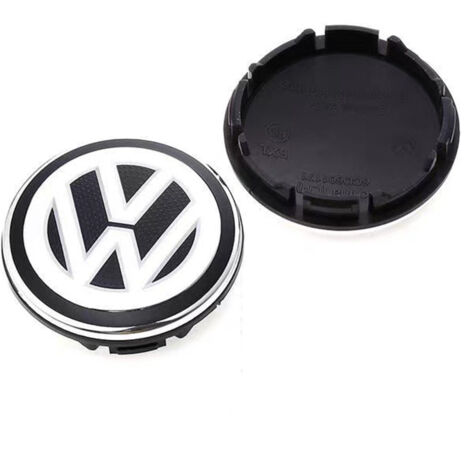 Cache-moyeu de roue 56mm pour Volkswagen Golf, Passat, Polo, Jetta, Bora, Santana – Centre de jante texture grainée, capuchon de moyeu en alliage d’aluminium, kit 4 pièces, accessoire jante voiture – (1/2)