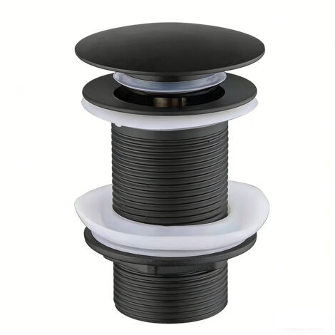 Drain de lavabo noir avec bouchon pop-up et trop-plein, pour vasque de salle de bains - 1 pièce