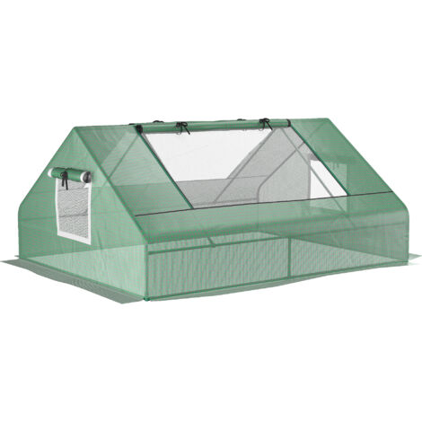 Serre de Jardin Rectangulaire en Acier avec Revêtement PE, Portes Coulissantes et Fenêtres, 180x140x80 cm, Vert (1/5)
