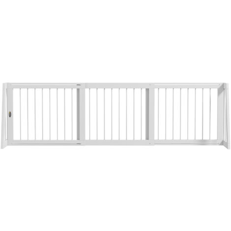 Grille de sécurité pour chiens extensible, antidérapante, autoportante, cadre en bois, 71-190 x 38,5 x 56 cm, couleur blanche