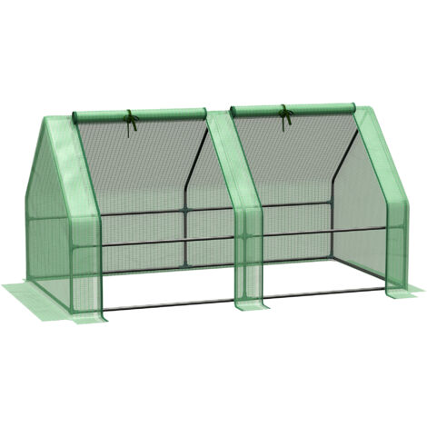 Serre de jardin avec bâche PE renforcée, structure en acier pour plantes et fleurs, dimensions 1.8x0.9x0.9 m, couleur verte (1/5)