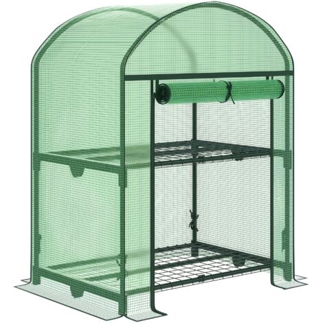Serre de balcon compacte 69x49x91cm avec étagères métalliques et bâche PE, idéale pour plantes et jardinage en espace réduit, verte (1/5)