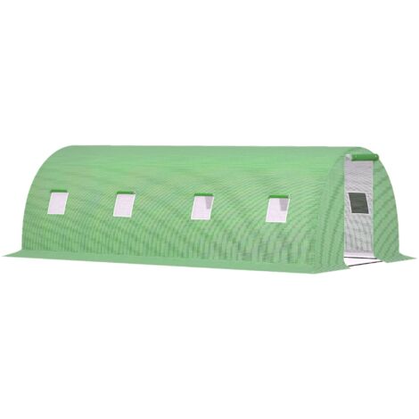 Serre tunnel de jardin, 6x3x2 m, structure acier, bâche PVC renforcée, 8 aérations avec moustiquaire, abri de culture, vert