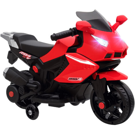 AIYAPLAY Moto Électrique Enfants 6 V 2,5 km/h Phare pour 2-4 Ans Rose | Voiture Électrique, Roues d'Apprentissage de 17,5 cm, Klaxon