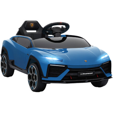 Voiture électrique Lamborghini pour enfant 12V avec télécommande 2,4G, 2 moteurs et vitesse de 4 km/h - Modèle bleu