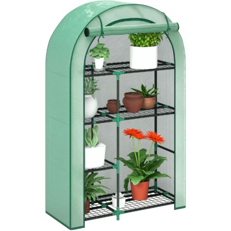 Serre de balcon 4 niveaux avec bâche PE et armature acier, idéale pour plantes et légumes, 100x45x160 cm, vert (1/5)