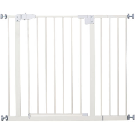 PawHut Barrière de Sécurité pour Chiens à Montage par Pression, Portillon Autobloquant avec Hauteur Réglable 76,2 cm, Blanc (1/5)