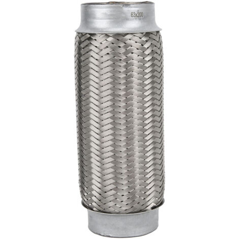 Tuyau flexible d'échappement universel 2.5x8 pouces, raccord coudé en tresse acier inoxydable pour voiture (1/5)
