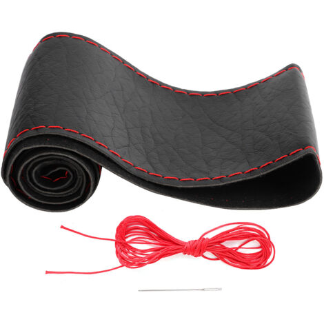 Housse de volant en cuir grainé peau d'éléphant - Kit couture DIY (Noir/Rouge) (1/5)