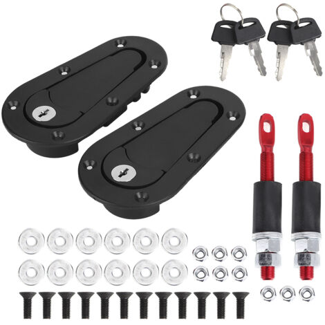 Kit de Verrouillage à Goupilles pour Capot de Voiture de Course en Fibre de Carbone - Noir (avec Clés) (1/5)