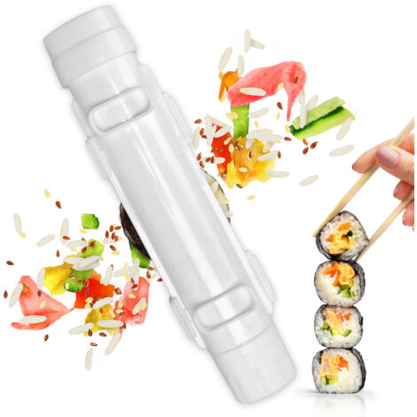 Rouleau à sushi DIY pour débutants, kit complet pour makis facile et rapide, ensemble d'accessoires blanc (1/5)