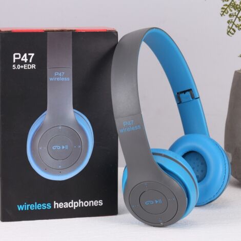 Casque Bluetooth Réduction de Bruit Active P47, Écouteurs Sans Fil (Bleu) (1/5)
