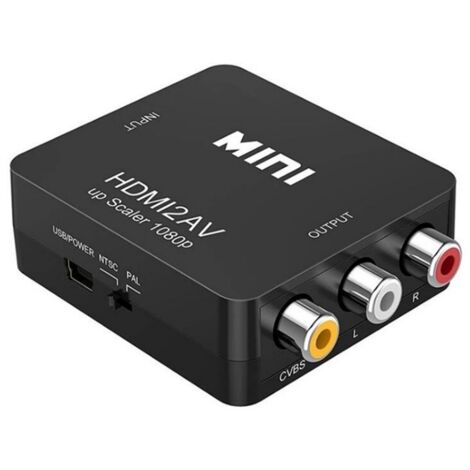 Convertisseur HDMI vers RCA, Adaptateur Vidéo 1080P pour TV Anciennes, Switch HDMI AV