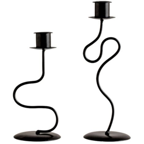 Bougeoirs en fer noir conique, support pivotant pour bougies, décoration de table pour mariage et événement festif (1/5)