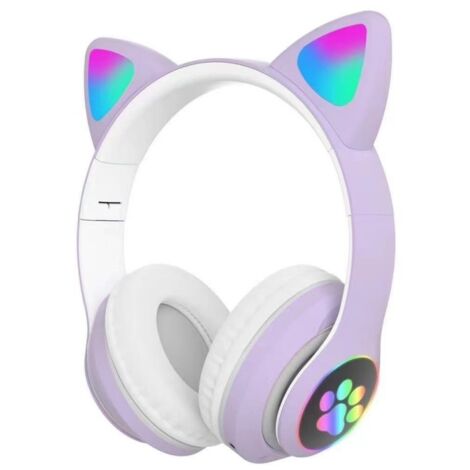Casque Bluetooth pour Enfants avec Micro Oreille Chat, Sans Fil pour École et Jeux (Violet) (1/5)