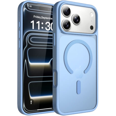 Étui transparent bleu compatible MagSafe pour iPhone 17 Pro Max (1/3)
