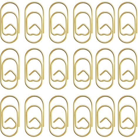 100 attaches en forme de cœur dorées, pinces à papier pour bureau, école, maison, organisation (1/5)