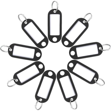 Étiquettes d'identification souples pour clés, lot de 10, papier brillant, 5 cm, noires, étiquettes réutilisables (1/5)