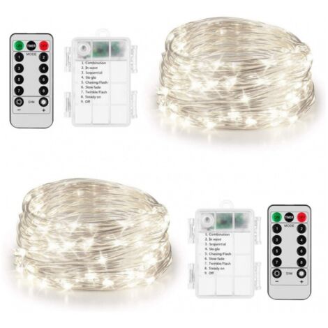 Guirlande lumineuse 200 LED 20 mètres étanche télécommande, décoration fête Noël intérieur extérieur piles (1/4)