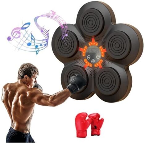 Entraîneur de boxe connecté avec haut-parleur, appareil d'entraînement musical interactif noir (1/5)