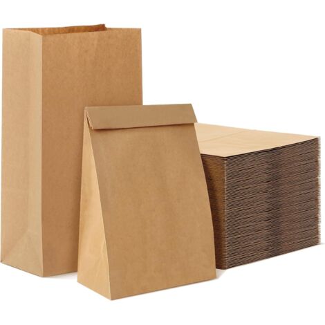 Sacs cadeaux en papier kraft 50 unités 13x24x8 cm, parfaits pour emballage Noël, anniversaire et fêtes enfants. (1/5)