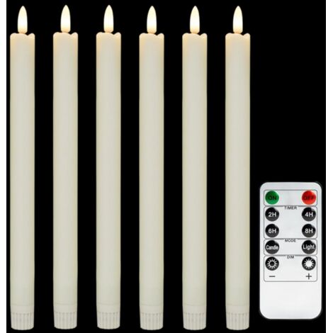 6 bougies LED télécommandées couleur ivoire, sans flamme et scintillantes, 16 cm sur batterie, pour décoration de Noël et intérieure (1/5)