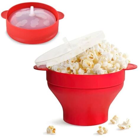 Bol micro-ondes pliable rouge - Récipient silicone pour pop-corn, parfait pour popcorn maison (1/5)